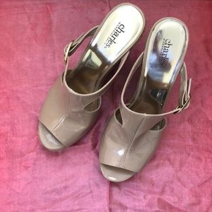 Tall tan wedge sandals